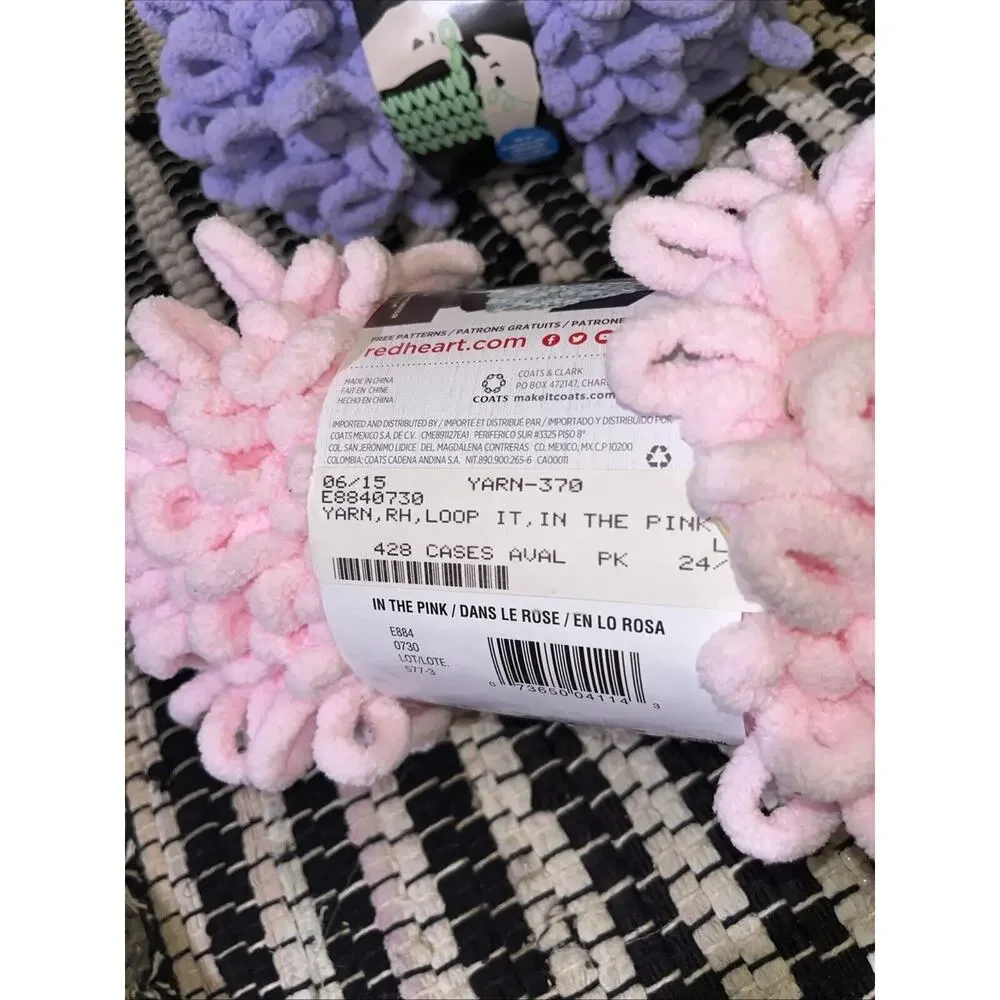 yarn lot Of‎ 2 “in The Pink” “purple Heart” Finger Loop Yarn